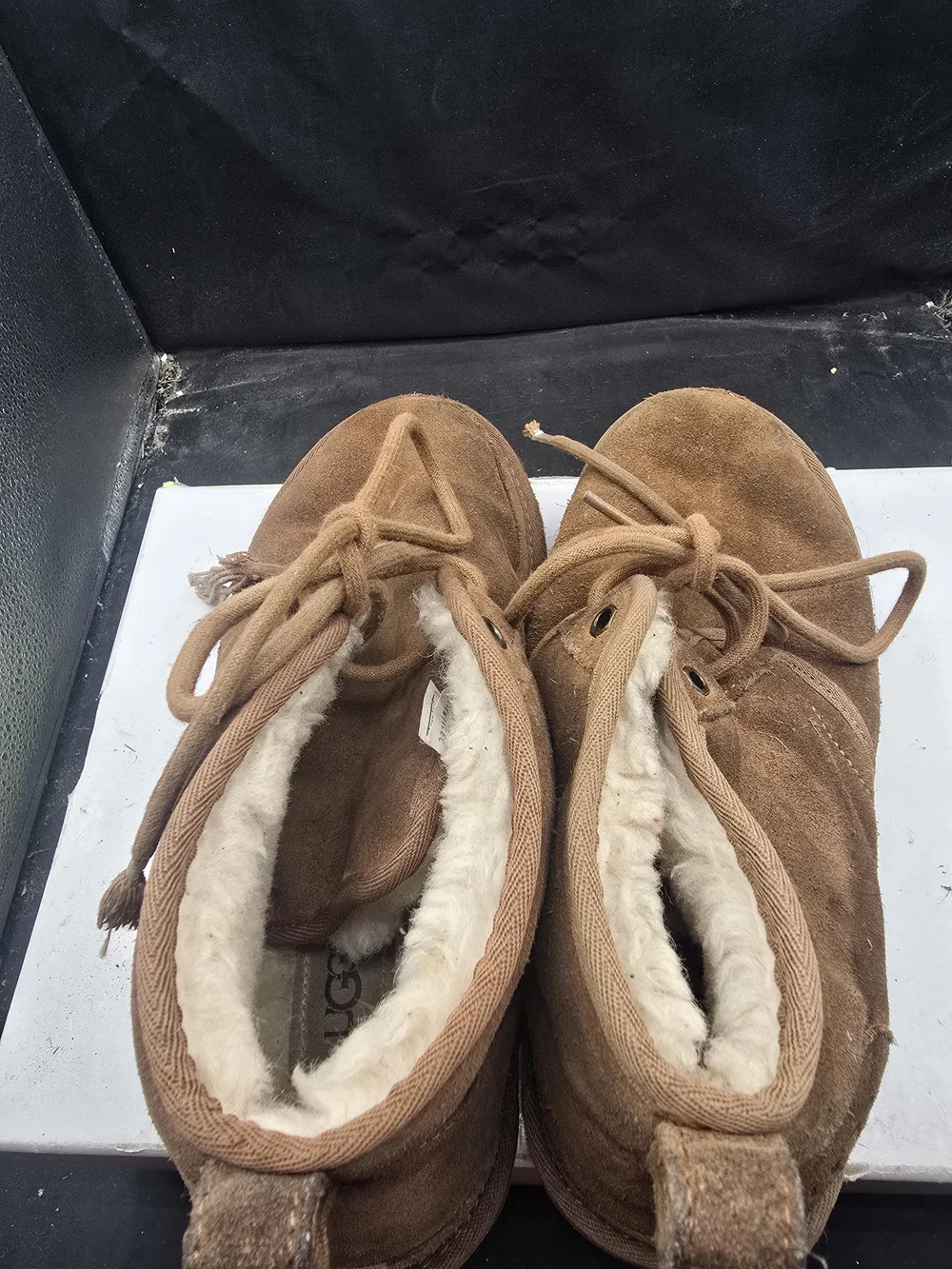 UGG Chestnut Suede Lace-Up Shearling Boots